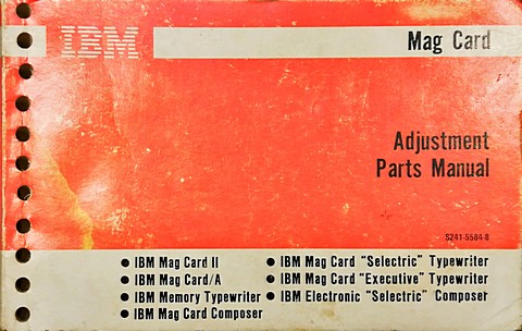 IBM mag card adjustment parts manual