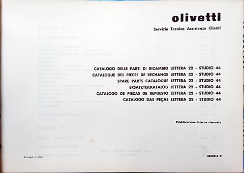 Olivetti lettera 22 e studio 44 parti di ricambio