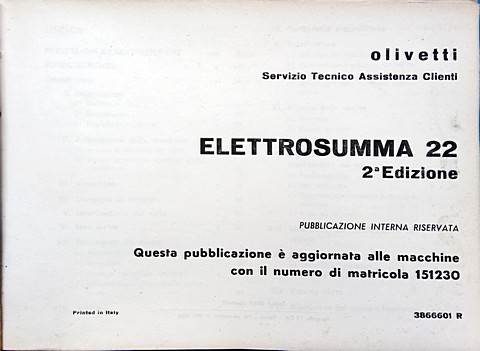 Olivetti Elettrosumma 22 seconda edizione