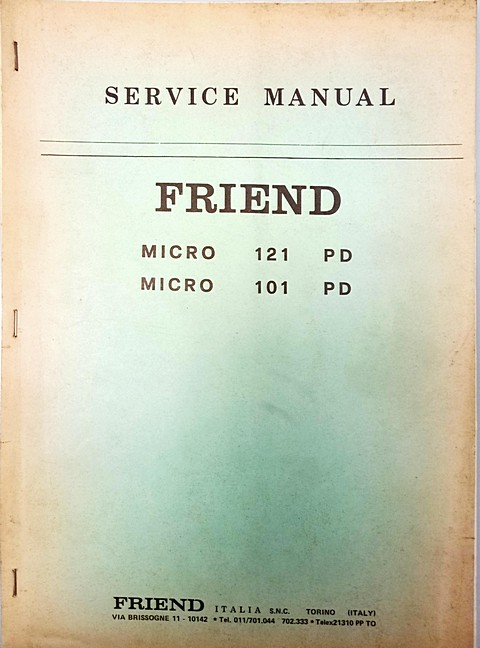 Friend 121PD e 101PD service manual