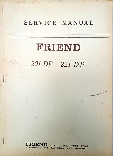 Friend 201DP e 221 DP service manual