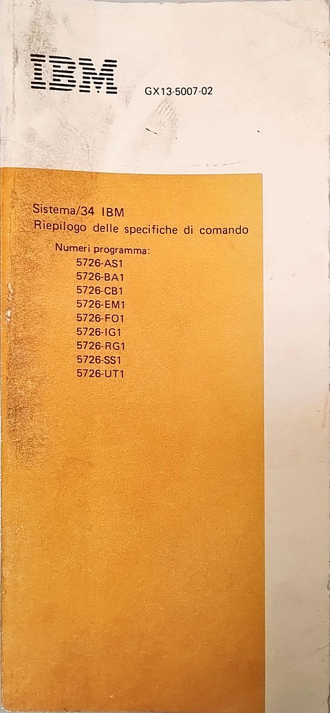 IBM sistema/34 riepilogo delle specifiche di comando