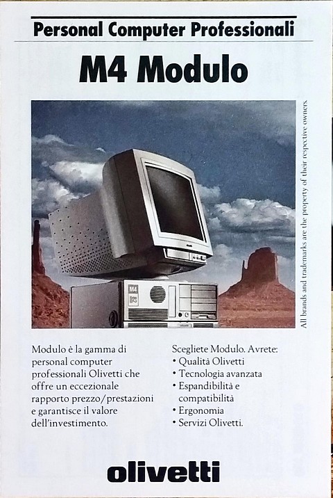 Olivetti M4 modulo, scheda pubblicitaria