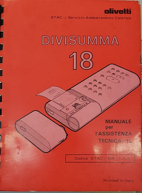 manuale assistenza tecnica olivetti divisumma 18 e 28